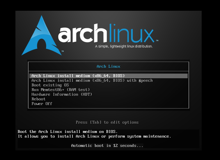 arch grub menu